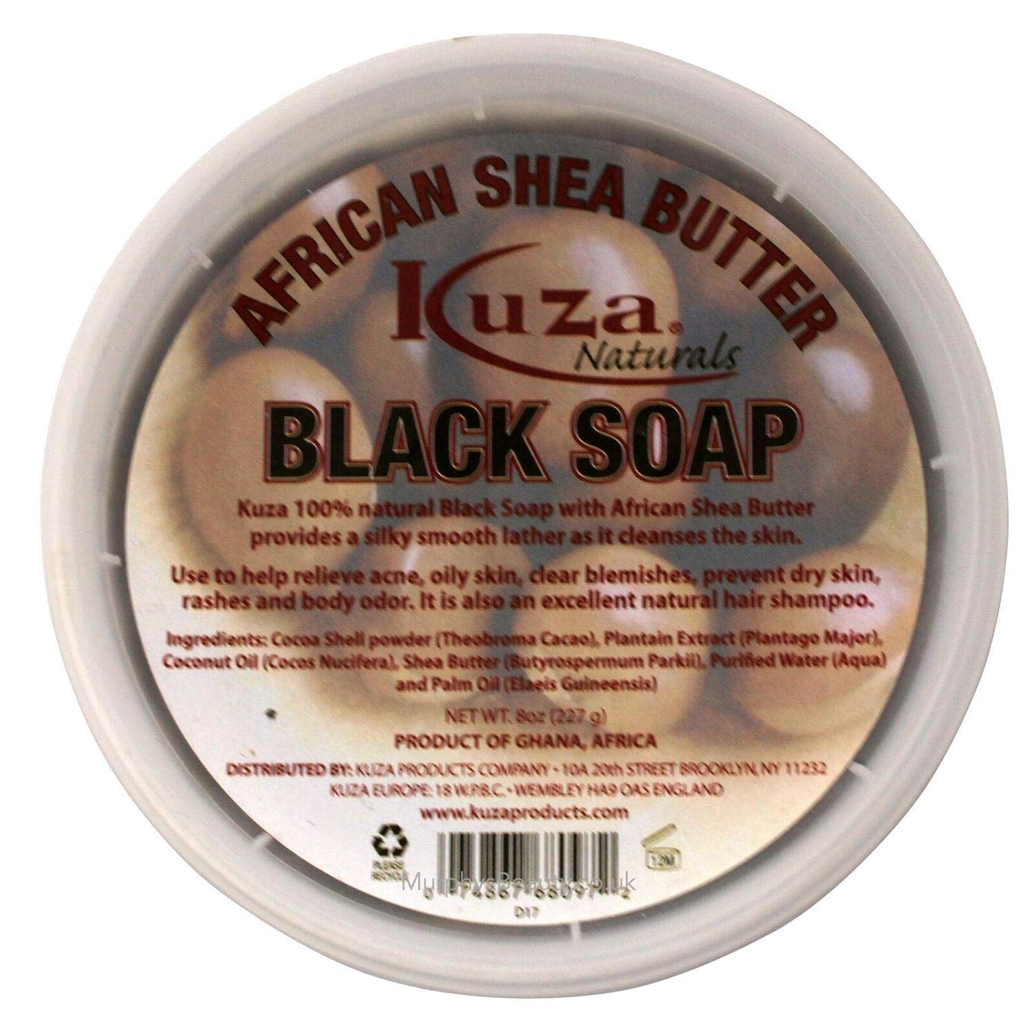Kuza African Shea Butter Black Soap -Body cleanser/moisturiser and natural herbal conditioning hair shampoo