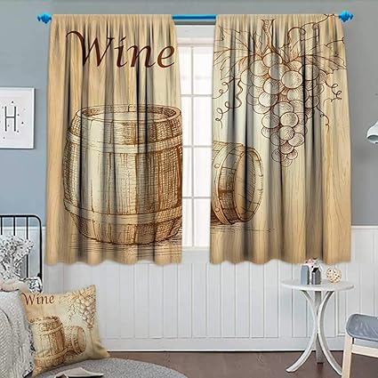 Amazon Com Wine Blackout Curtain Wooden Barrels And Bunch Of