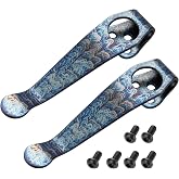 A.I.FORCE Titanium Deep Carry Pocket Clip Replacement for Spyderco Para 3 | 2 PCS Includes 6 Screws, Pocket Clip for Spyderco Paramilitary 2, Smock, Delica, Endura, More Models Knives, Crackle Pattern