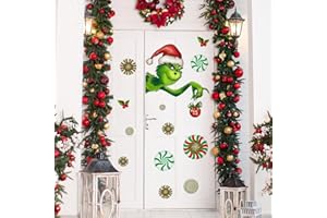 DENYLO PRO 25.6x25.5 Inch Christmas Door Sticker Decorations Winter Christmas Door Clings Removable Seasonal Stickers with Snowflake Decals for Window Refrigerator Xtmas