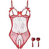 Fem&Fata One Piece Lingerie for Women Sexy Bodysuit Lace Teddy Babydoll Nightwear S-XXL