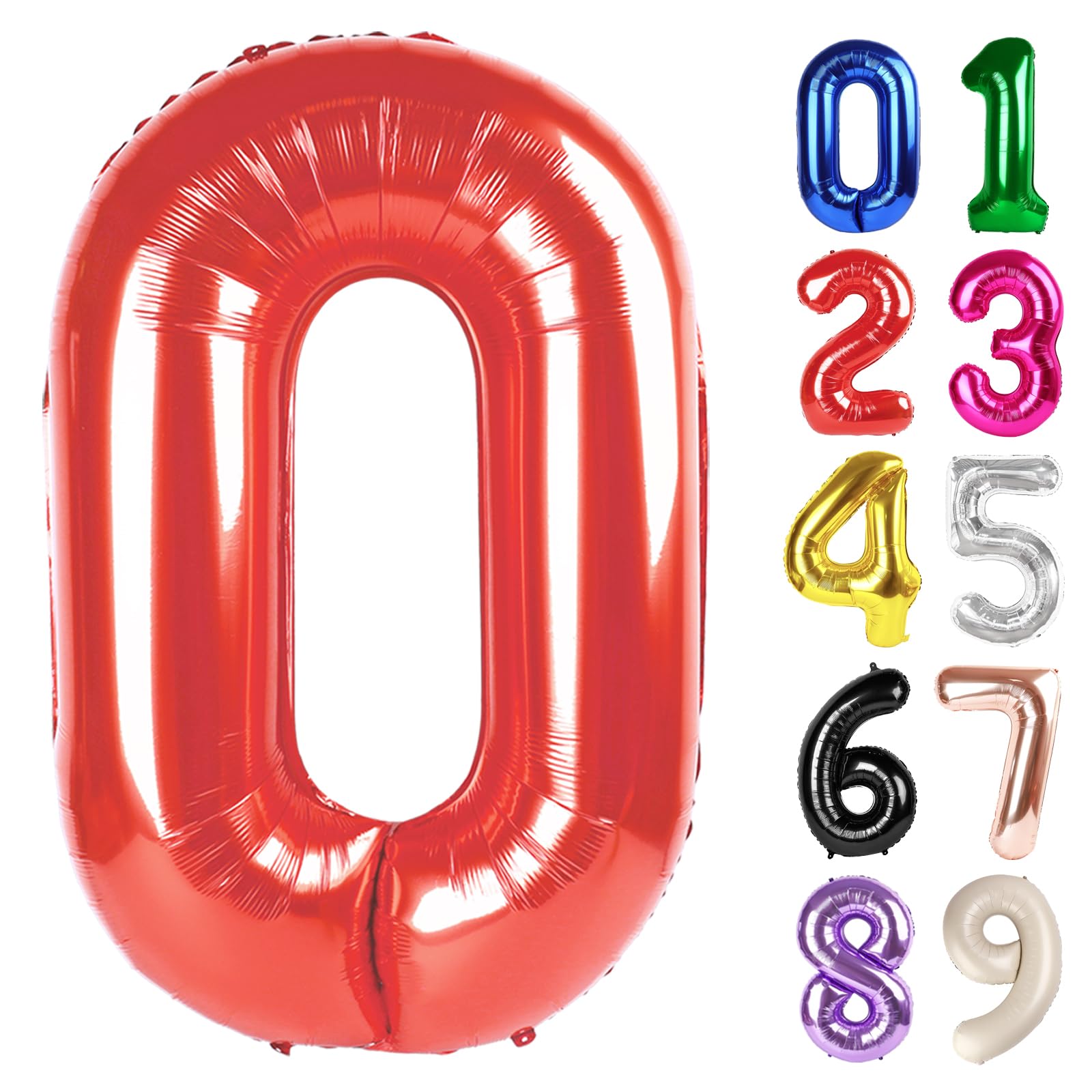 Photo 1 of 0 Balloon - Red Birthday Number Balloons, 40 Inch Large Foil Balloons for Men Women Boys Girls Red Themed Birthday Decorations