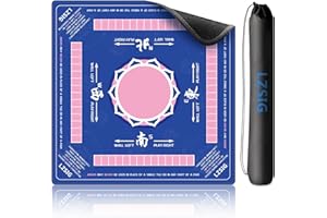 LZSIG Mahjong Mat with Rules for Table 33×33", 3mm Thickened Anti-Slip American Mahjong Table Mat with Portable Carry Bag, Durable Stitched Edges, Noise Reduction Rubber Board Game Pad, Gift (Blue)