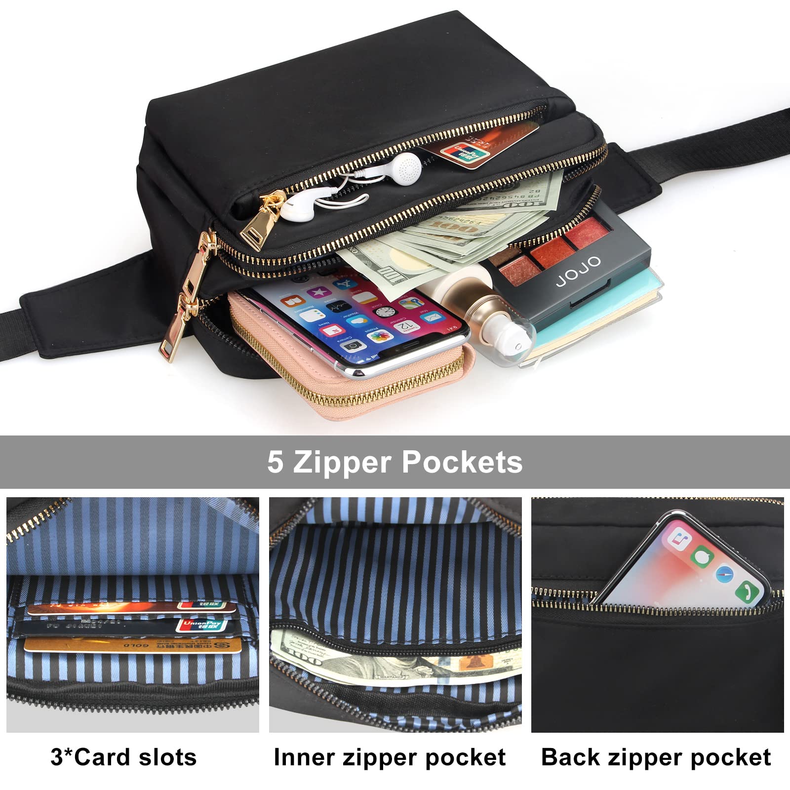 Best Fanny Packs for Women Men Belt Bag Designer Fashion Waist Bag for Outdoor Travel Running Stylish Hiking Waist Pack Black Cute Girl Fanny Pack