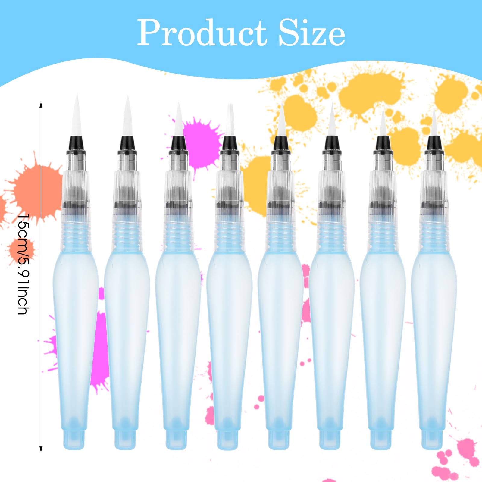 Prasacco 8-Piece Watercolour Brush Pens - Refillable Water Brush Pens for Watercolor Painting, Artists, Calligraphy