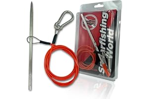 SPEARFISHING WORLD Fish Stringer for Spearfishing with Coated Stainless Steel Cable and Heavy Duty Carabiner (Float Fish Stringer)
