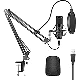 Neewer USB Microphone Kit 192KHZ/24BIT Plug&Play Computer Cardioid Mic Podcast Condenser Microphone with Professional Sound Chipset for PC Karaoke/YouTube/Gaming Record, Arm Stand/Shock Mount (Black)