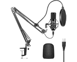 Neewer USB Microphone Kit 192KHZ/24BIT Plug&Play Computer Cardioid Mic Podcast Condenser Microphone with Professional Sound C