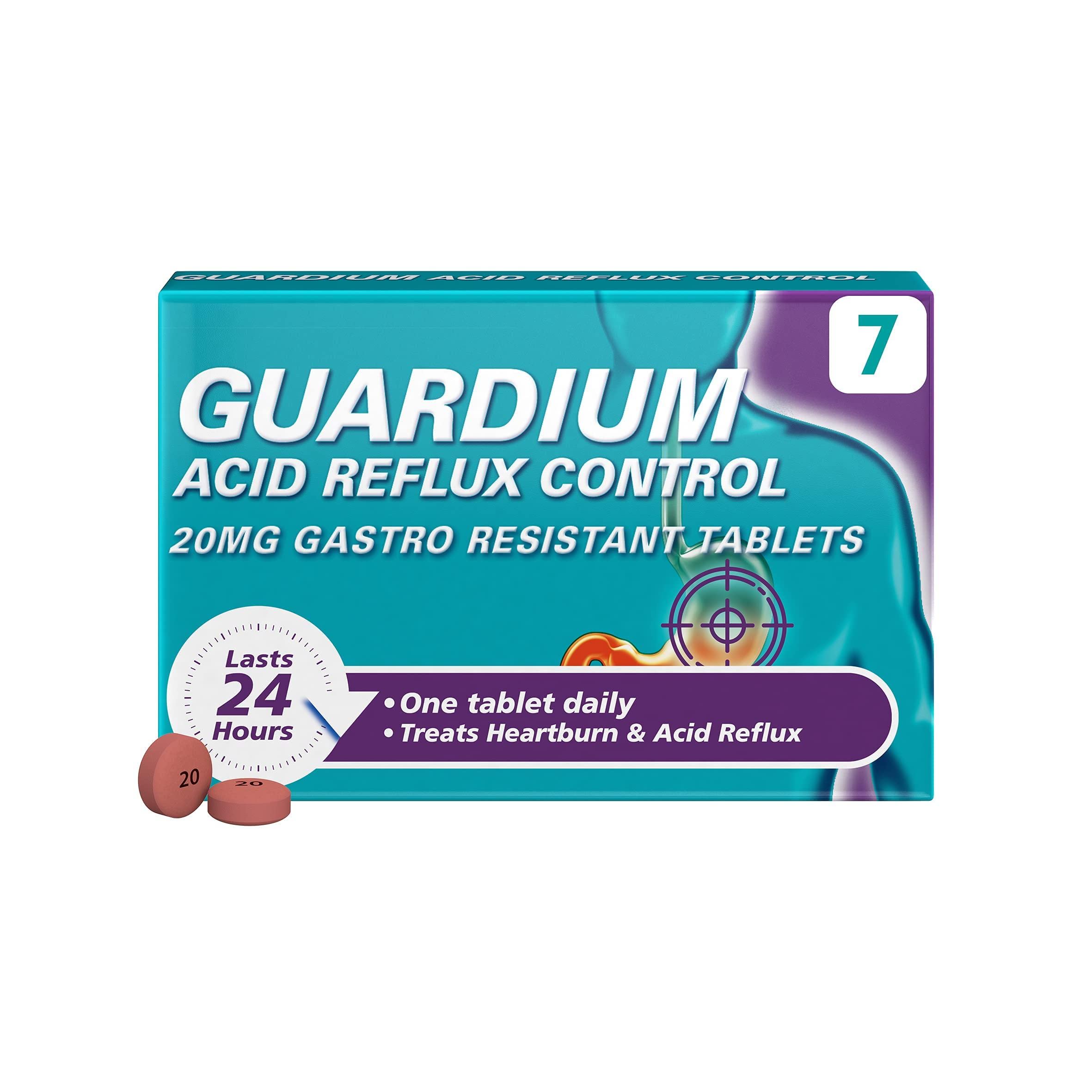 Guardium Esomeprazole Tablets, 7 Gastro Resistant Pills for Acid Reflux, Indigestion, Heartburn, GERD, GORD, 24-Hour Antacid Protection, Supports Digestion & Relieves Nausea