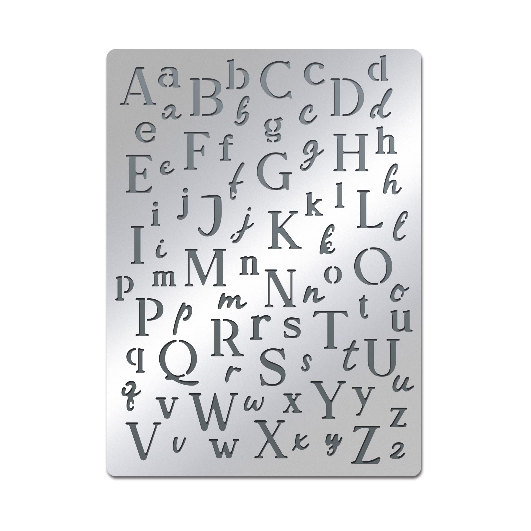 BENECREAT Letters Stencils, Irregular A to Z Alphabet Metal Stencil Uppercase Lower Letters Template for Painting, Wood Burning, Engraving, Scrapbooking, 19x14cm