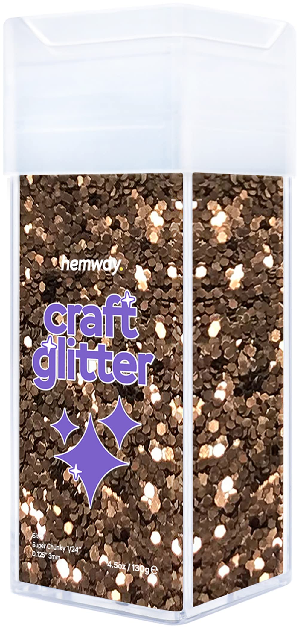 Hemway Glitter Shaker Bronze Brown 110g Super Chunky, Craft Glitter Shaker for Resin & Epoxy Crafts, Christmas Art Supplies, Nail, Body, Face, Eye, Festival, Crafting, Slime, Sparkle