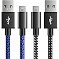 PS4 Controller Charger Charging Cable 10ft 2 Pack Nylon Braided Extra Long Micro USB 2.0 High Speed Data Sync Cord Compatible