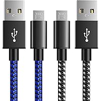 6amLifestyle PS4 Controller Charger Charging Cable 10ft 2 Pack Nylon Braided Extra Long Micro USB 2.0 High Speed Data Sync Co