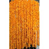 Krati Exports 10 PC - 5 feet Orange Marigold Garland |Indian/American Wedding Party Mantle Decoration, Faux Garlands Wedding 