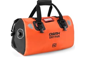 OSAH DRYPAK Waterproof Duffel Bag - Motorcycle Dry Bag Tail Bag with Large Storage Space, Waterproof Luggage Duffle Bags with Outer Mesh Zipper Pocket for Camping, Kayaking, Fishing & Traveling