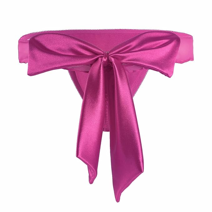 iiniim Novelty Womens Satin Panties with Back Ribbon Bows Ruffled