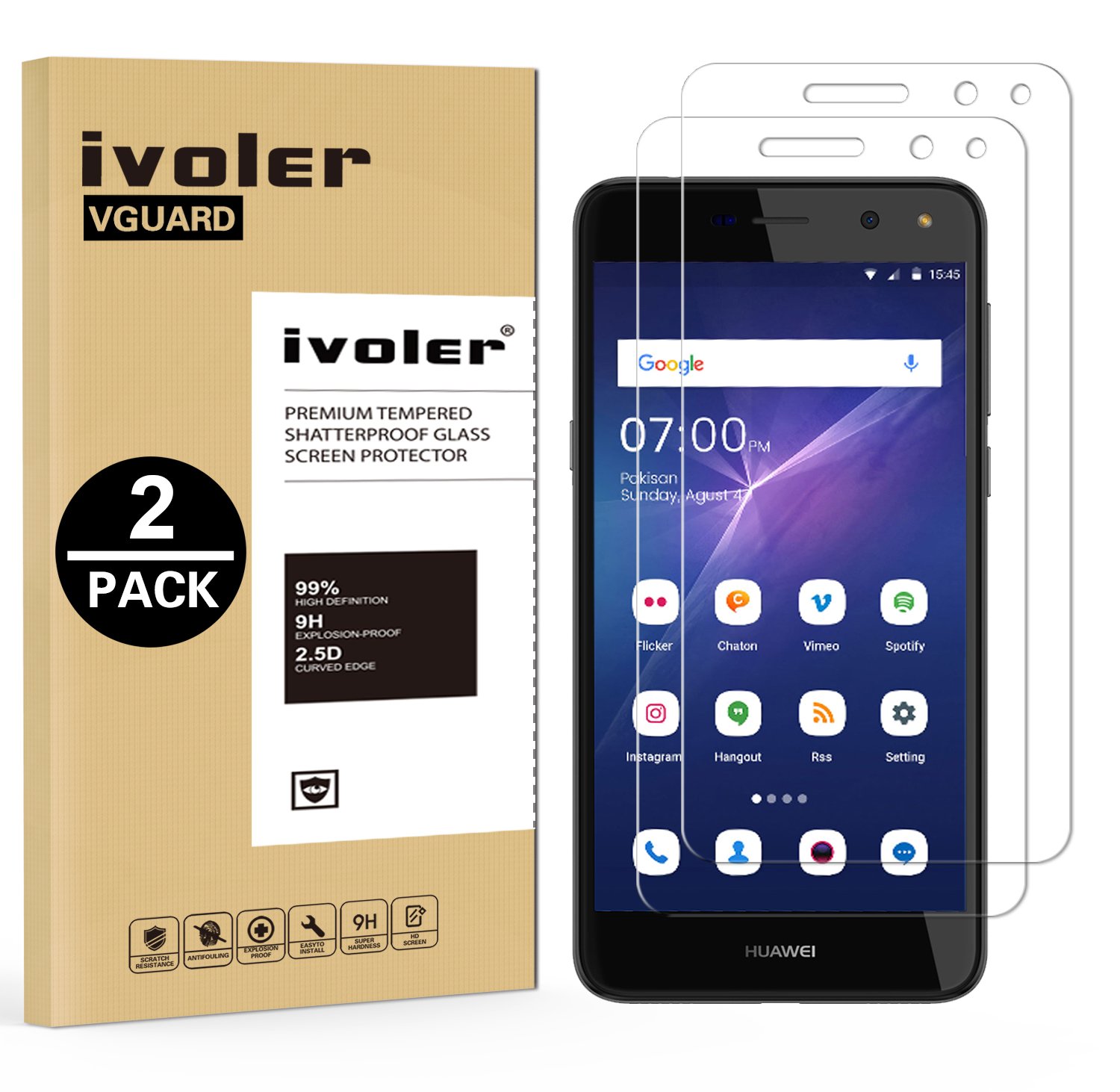 Unidades Huawei Y Protector de Pantalla iVoler Protector de Pantalla de Vidrio