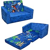 decalsweet Foldable Kids Sofas Couch 2 in 1 Children Convertible Sofa to Lounger Flip Open Toddlers Sofa Bed