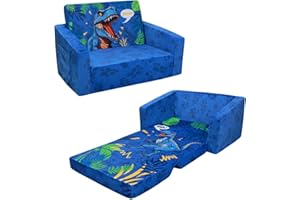 decalsweet Foldable Kids Sofas Couch 2 in 1 Children Convertible Sofa to Lounger Flip Open Toddlers Sofa Bed