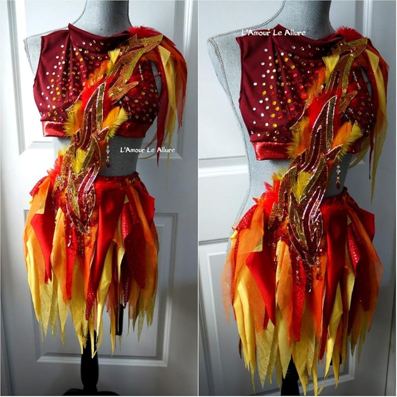 Girl On Fire Phoenix Fairy Rave Bra and Skirt Dress