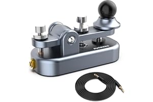 PUTIKEEG Mini CW Key Automatic Morse, Radio HAM Send Telegram Double Paddle Morse Code Key with Aluminum Alloy Body Base Grey2(S)