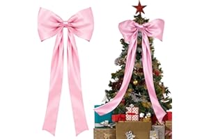 Christmas Decorations, 45.28 ×17.72 inch Giant Red Stain Bow for Christmas Tree - Large Christmas Tree Topper Bow Ornament - 