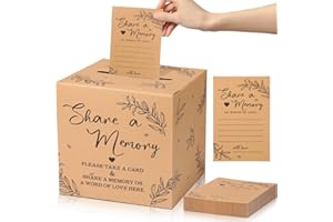 Pajean 50 Pcs Share a Memory Cards for Collections of Life, Memory Cards Box for Guest Ideas Funeral Graduation Wedding Bridal Shower Birthday Anniversary Retirement(Kraft Color)