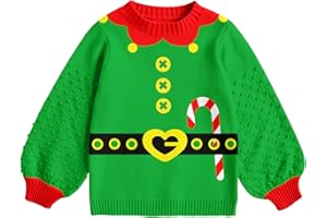 BFUSTYLE Girls Christmas Sweater Lantern Sleeve Holiday Pullover Jumper 3-7 Years