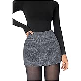 MakeMeChic Women's Mini Skirt with Shorts Underneath Work Office Bodycon Tweed Skirts
