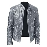 SWJGLITTR Men Slim Fit Motorcyle Leather Jacket