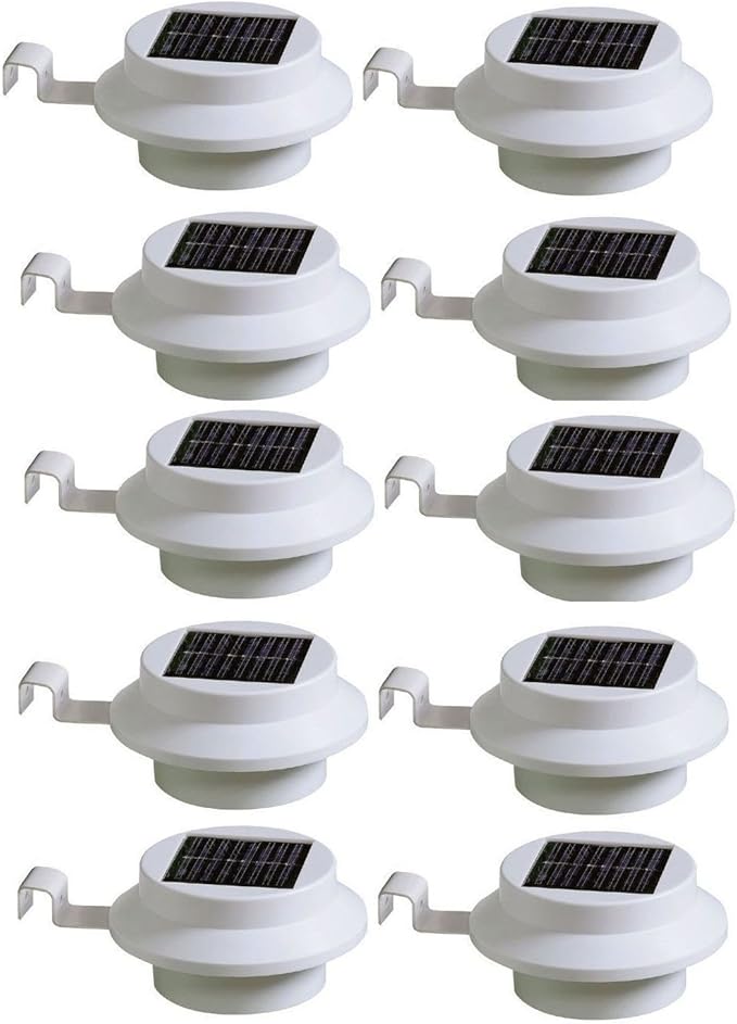 New 10Pc Solar Panel Led Outdoor Garden Fence Wall Gutter Lamp Path