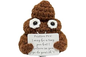 BULINGNA Funny Crochet Inspirational Potato with Positive Card, Cute Emotional Support Pickle Positive Dolls (Coffee Poop, One Size)
