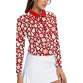 Soneven Womens Long Sleeve Golf Shirts Half Zip Moisture Wicking Print Golf Tops Tennis Shirts(XS-3XL)