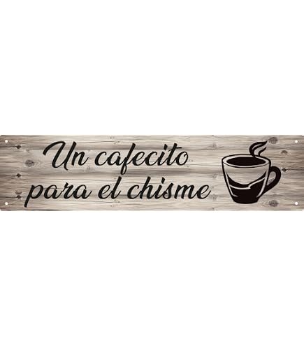 Holzkistenschild „Cafecito Y Chisme“ – 13x13 Cm, Lustige Kaffee-Deko Für Küche & Büro