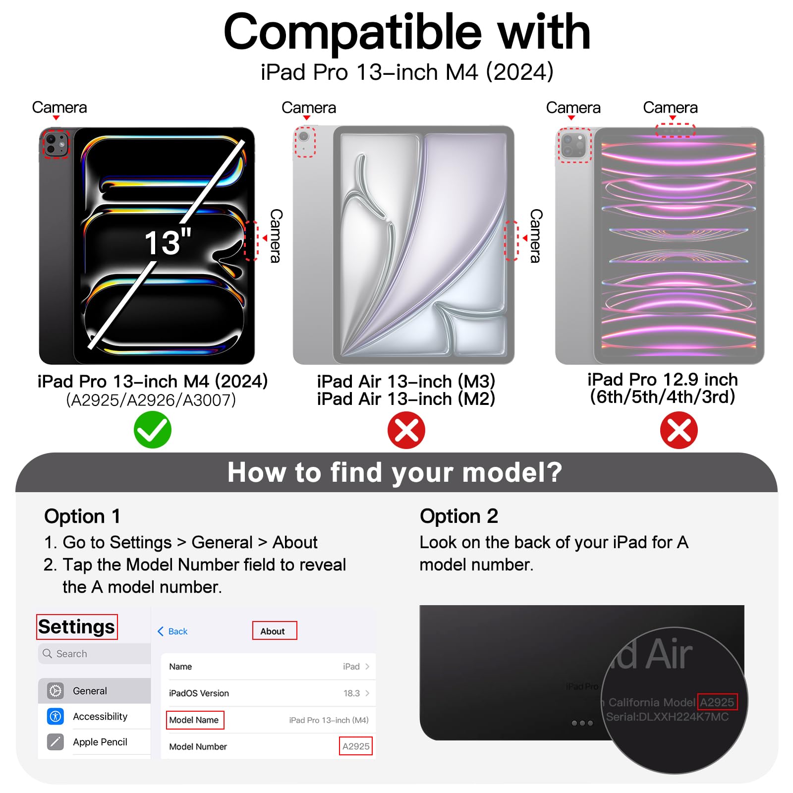 JETech Case for iPad Pro 13-Inch M5/M4 (2025/2024) with Pencil Holder, Clear Transparent Back Shell Slim Stand Shockproof Tablet Cover, Auto Wake/Sleep (Black)