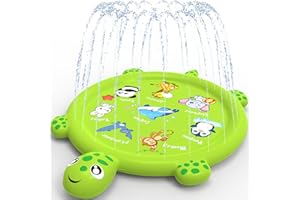 tmstorys Splash Pad for Toddlers 1-3, 67" Turtle Sprinkler & Splash Play Mat, Inflatable Baby Kid Pool, Summer Outdoor Water Toys for Toddlers, Boys, Girls Backyard Garden Lawn Games