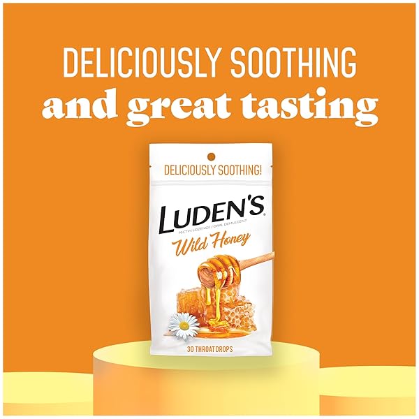 LUDEN’S DELICIOUSLY SOOTHING THROAT DROPS, WILD HONEY FLAVOR, 30 COUNT