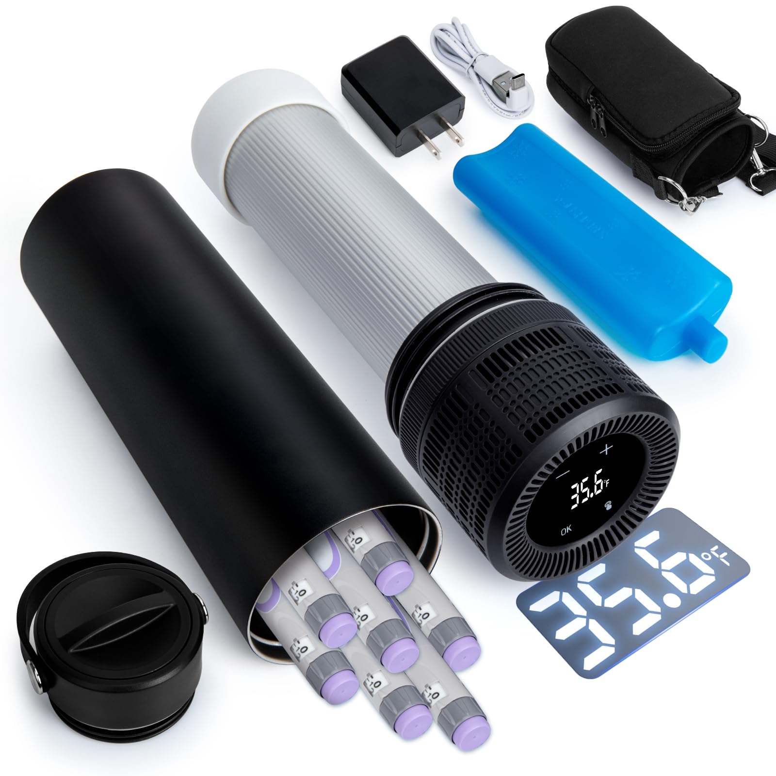 Photo 1 of YOUSHARES Electric Insulin Cooler Travel Case, 35-68°F Custom & Display Temperature Medical Cooler with Biogel & USB Charger, TSA Approved Diabetic Medication Refrigerator, Portable for 1–7 EpiPens