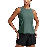 CRZ YOGA Cloudweight Crew Neck Workout Tanks Lightweight Athletic Gym Tops for Women Soft Basic Running Sleeveless Shirts