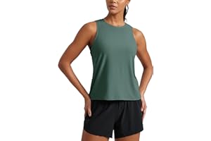 CRZ YOGA Cloudweight Crew Neck Workout Tanks Lightweight Athletic Gym Tops for Women Soft Basic Running Sleeveless Shirts