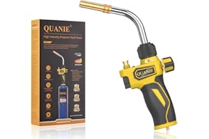 QUANIE Propane Torch Head,Mapp Map Gas Torch Head,Extended & More Inclined Flame Tube Welding Torch to More Efficient,QS12000 Trigger Start Torch,Soldering Torch for Soldering,Brazing,Welding,Searing Steak