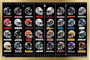 Trends International NFL League - Helmets 24 Wall Poster, 34L x 22.4W, Gold Framed Version