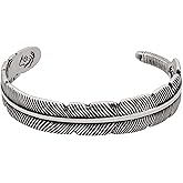 HAQUIL Stainless Steel Native American Feather Cuff Bracelet Jewelry Gift for Men and Women