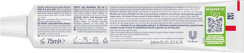 Dentifrice Integral 8 Haleine Fraîche Protection Complète 75ml