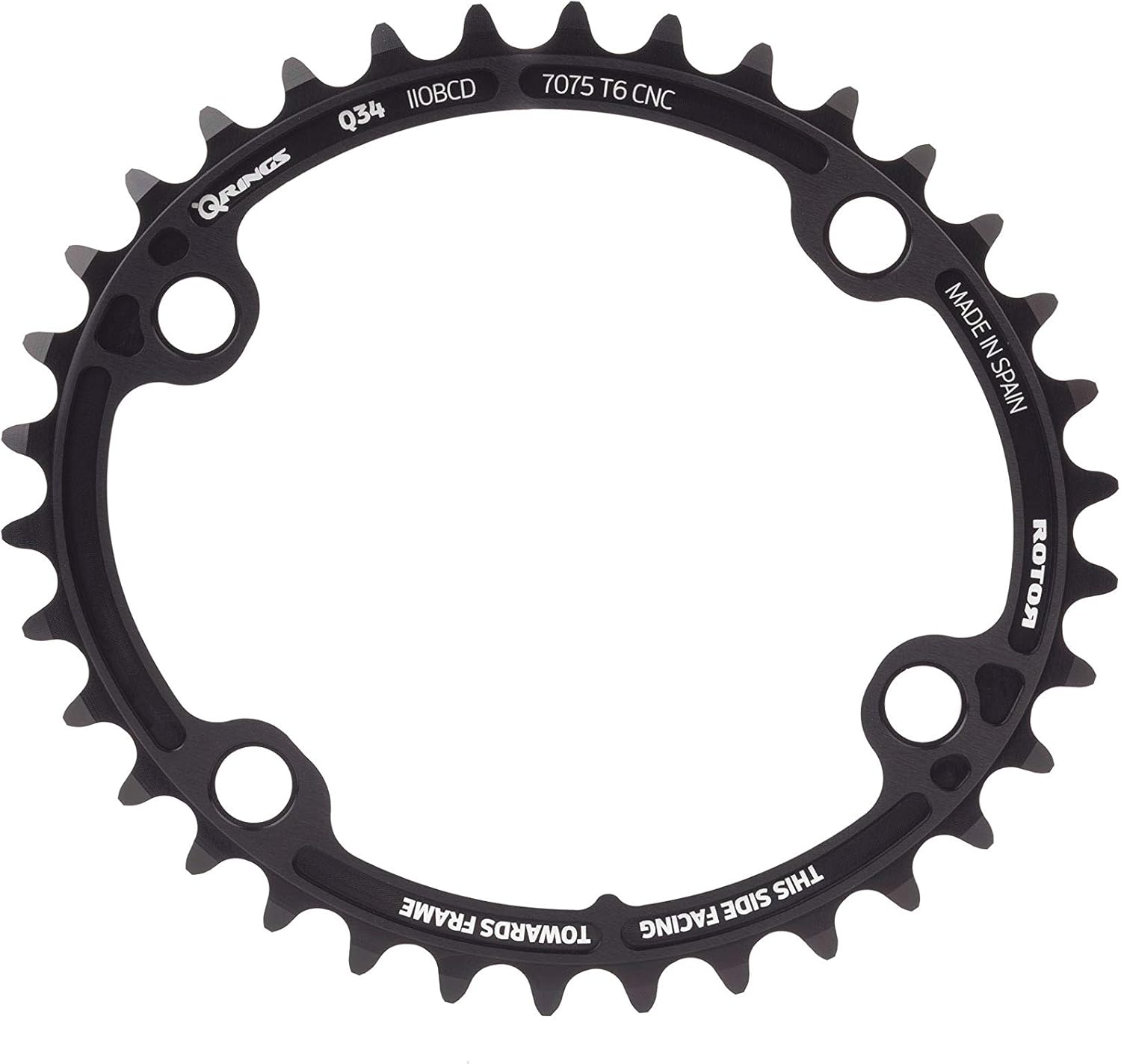 Rotor Unisex - Adult Oval Chainring BCD110x4 55 Outer for Aldhu Vegast and All 4-Hole Shimano Cranks Simple, Black, Teeth