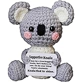 Koala Gifts, Crochet Positive Emotional Support Koala– Handmade Emotional Cheer Support Funny Gifts for Friend Coworker Birthday Christmas Stocking Stuffer White Elephant Under 10 Dollars