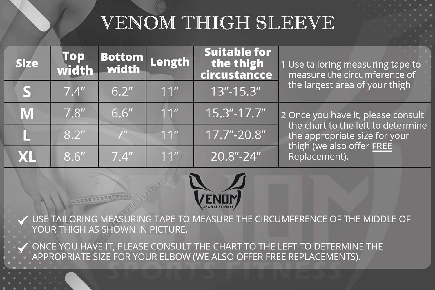 Venom Thigh Compression Sleeves for Men and Women, (Pair), Breathable Support Brace for Hamstrings, Groin and Quad Muscles, Injury Recovery and Pain Relief: Sports & Outdoors