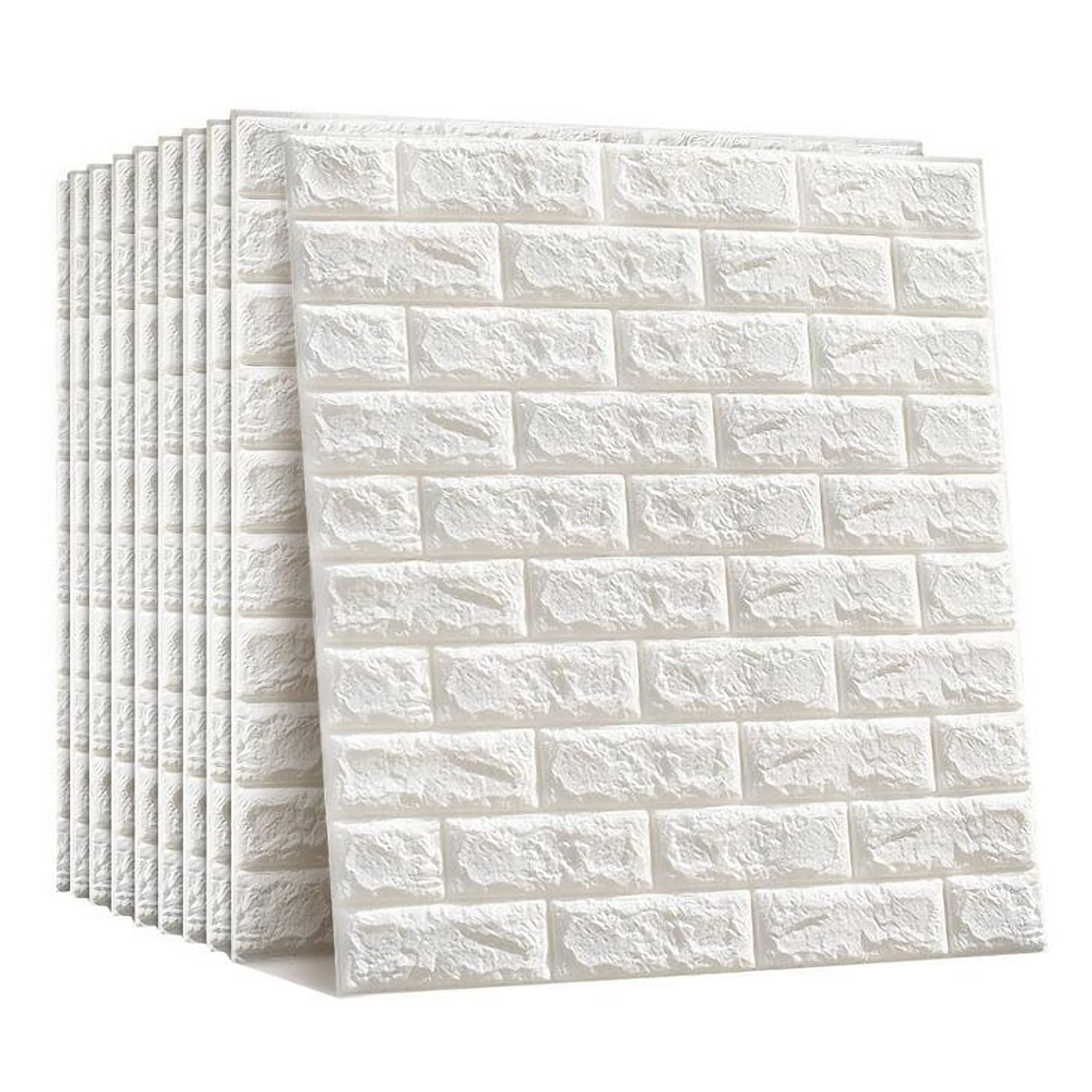 NHSUNRAY Self-Adhesive 3D Brick Wallpaper, Set of 20 x 3D Wall Panels, Waterproof Imitation Brick Peel and Stick Wallpaper for Kitchen Living Room Home Decoration (23.6” X 23.6”) (20 Pack)