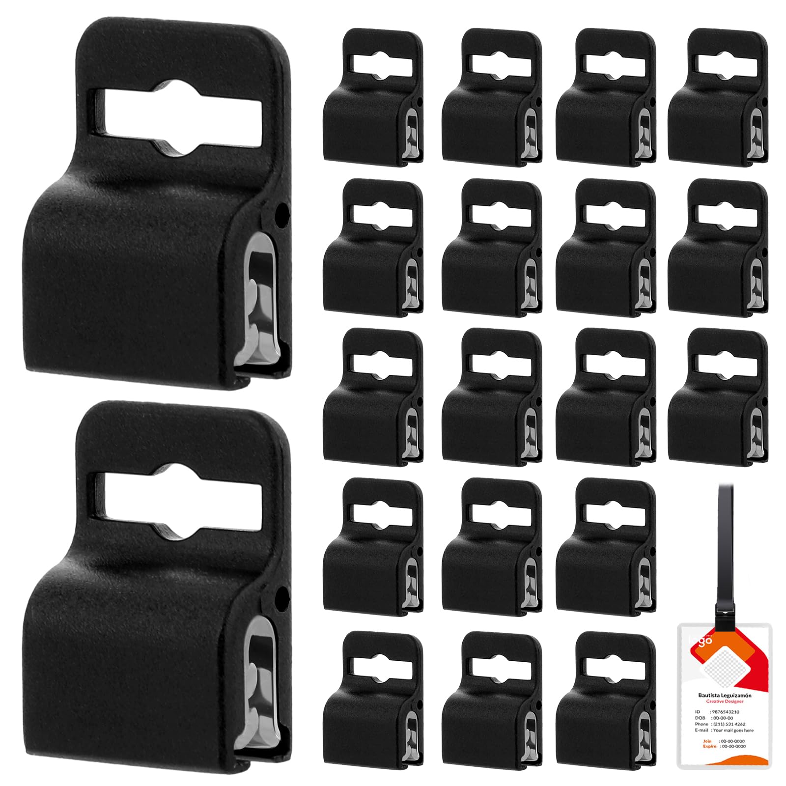 Photo 1 of 20PCS Black Gripper Card Holder Clamps, Plastic Swipe Card Holder, Black Secure and Strong Badge Holders for Standard Thickness Id Badge, Smart Cards, Chip or Swipe Cards