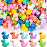 JOLCEEY 200pcs Mini Ducks Resin Tiny Ducks Aquarium Dollhouse Decor 10 Colors